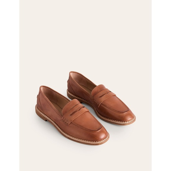 Boden Nya Structured Penny Loafers Tan Women's Size 7.5 New in Box - Picture 3 of 11